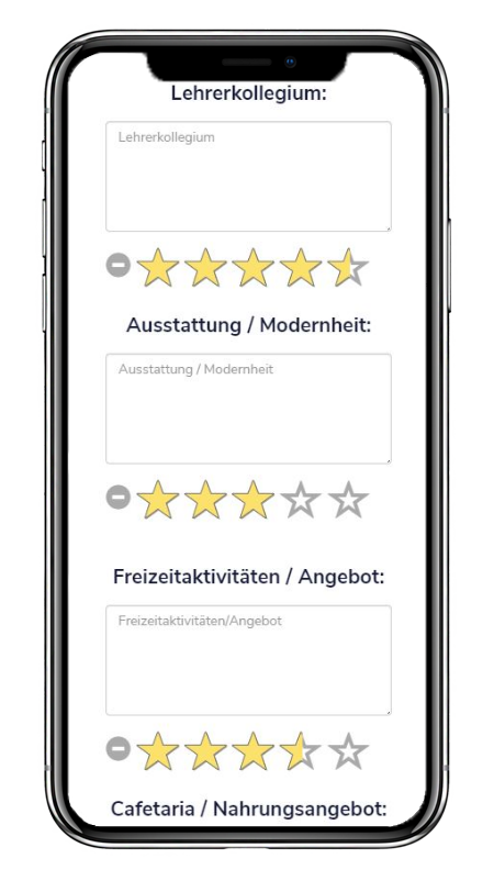 GradeYourSchool 1 Darstellung der Bewertungsoberfläche